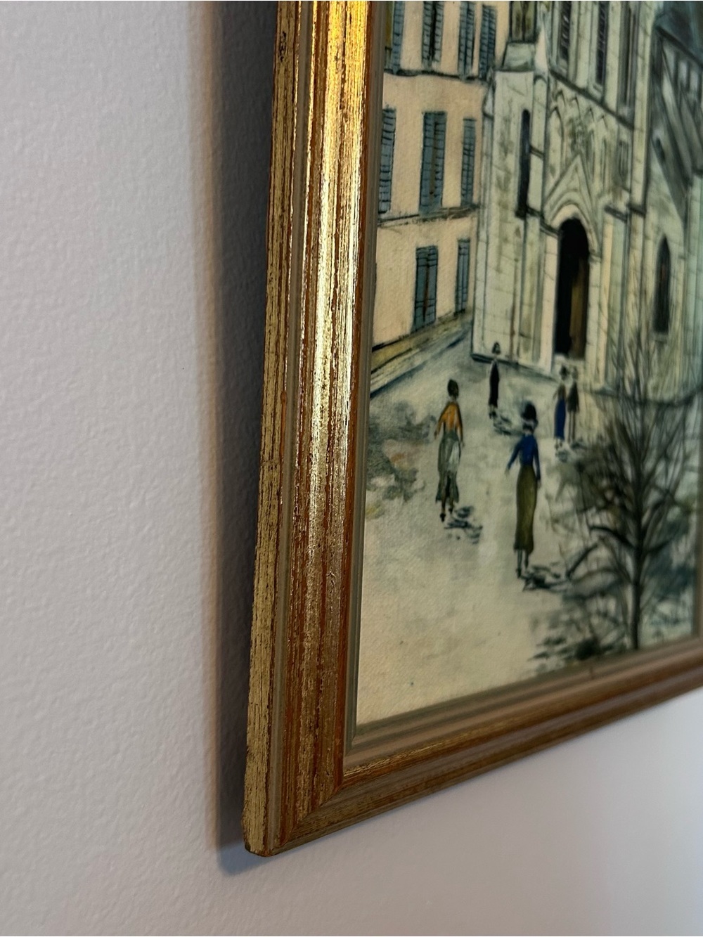 Vintage Maurice Utrillo 1939 Eglise De Royan Church Street Scene 22x10 Framed - Picture 4 of 10